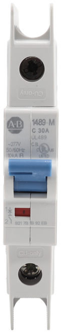 Kļuo-no 
 A-B 
 1489-M 
 C 30A 
 UL489 
 ~277V 
 50/60Hz 
 10kA IR 
 C. B. 
 US 
 USTED 
 S21 7B B 92 EB 
 CU-only