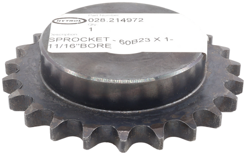 Part Number 
 HYTROL 
 028.214972 
 Qty 
 1 
 Description 
 SPROCKET - 60B23 X 1- 
 11/16"BORE