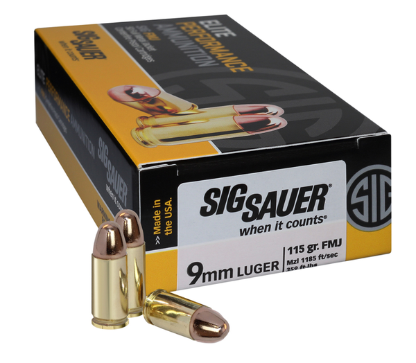Sig Sauer 9mm Elite Ball 115gr FMJ 50rd E9MMB150