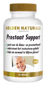 Golden Naturals Prostaat Support supplementen flesje met 60 capsules.