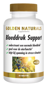 Bloeddruk Support supplementen flesje van Golden Naturals met 60 tabletten.