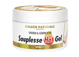 Golden Naturals Souplesse Hot Gel, witte pot met gouden deksel en rand, 200ml.