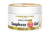 Golden Naturals Souplesse Hot Gel, wit potje met gouden deksel en label, 200ml.