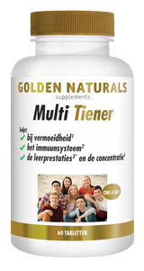 Golden Naturals Multi Tiener supplementen flesje met 60 tabletten voor tieners.