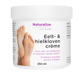 Naturalize Eelt- & hielklovencrème, witte pot met afbeelding voetjes, crème voor droge voeten verzorging.