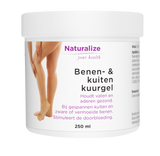 Naturalize Benen- & kuitenkuurgel, 250ml, wit pot met vrouwelijke benen en kuiten.
