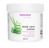 Naturalize Aloë vera-crème, 250ml, wit potje met groene aloë vera illustratie.