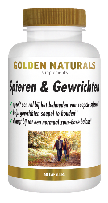 Golden Naturals Spieren & Gewrichten supplementen flesje met 60 capsules.