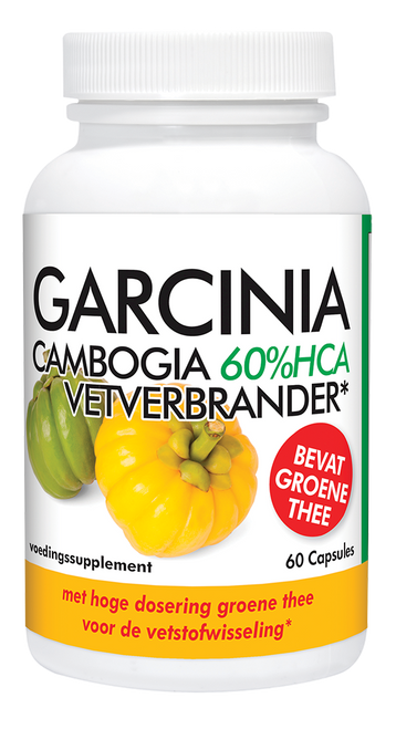 Natusor Garcinia Cambogia 60% HCA Vetverbrander supplement flesje met groene thee capsules.
