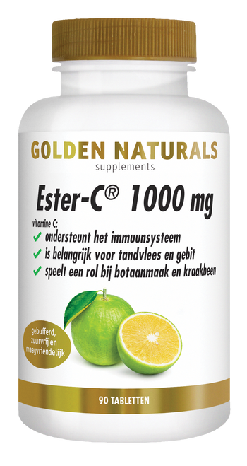 Golden Naturals Ester-C 1000 mg, 90 tabletten, vitamine C supplement met gebufferde vorm.