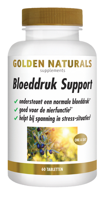 Bloeddruk Support supplementen flesje van Golden Naturals met 60 tabletten.