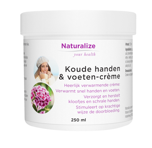 Naturalize Koude handen & voeten-crème, witte pot met deksel, 250ml, crème voor handen en voeten.