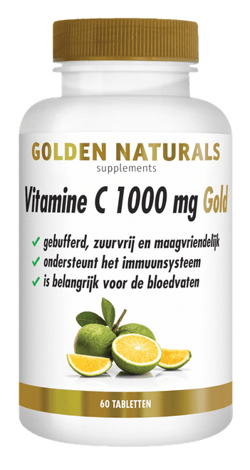 Golden Naturals Vitamine C 1000 mg Gold supplementen flesje met 60 tabletten.