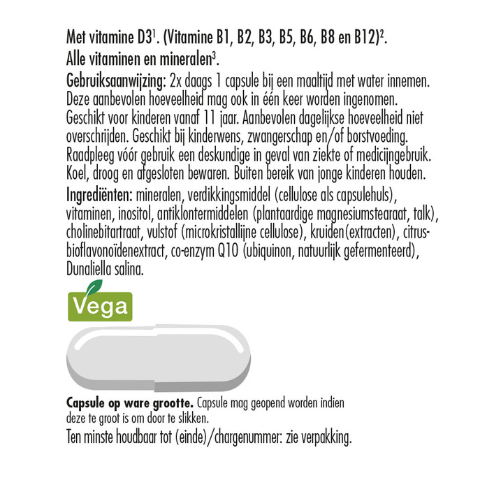 Golden Naturals Multi Gold capsules, vega, witte capsules, bevat alle belangrijke vitaminen en mineralen.