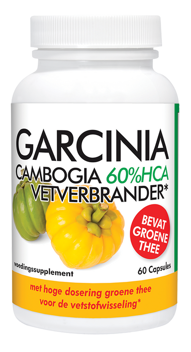 Natusor Garcinia Cambogia 60% HCA Vetverbrander supplement flesje met groene thee capsules.
