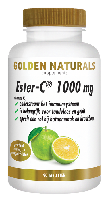 Golden Naturals Ester-C 1000 mg, 90 tabletten, vitamine C supplement met gebufferde vorm.