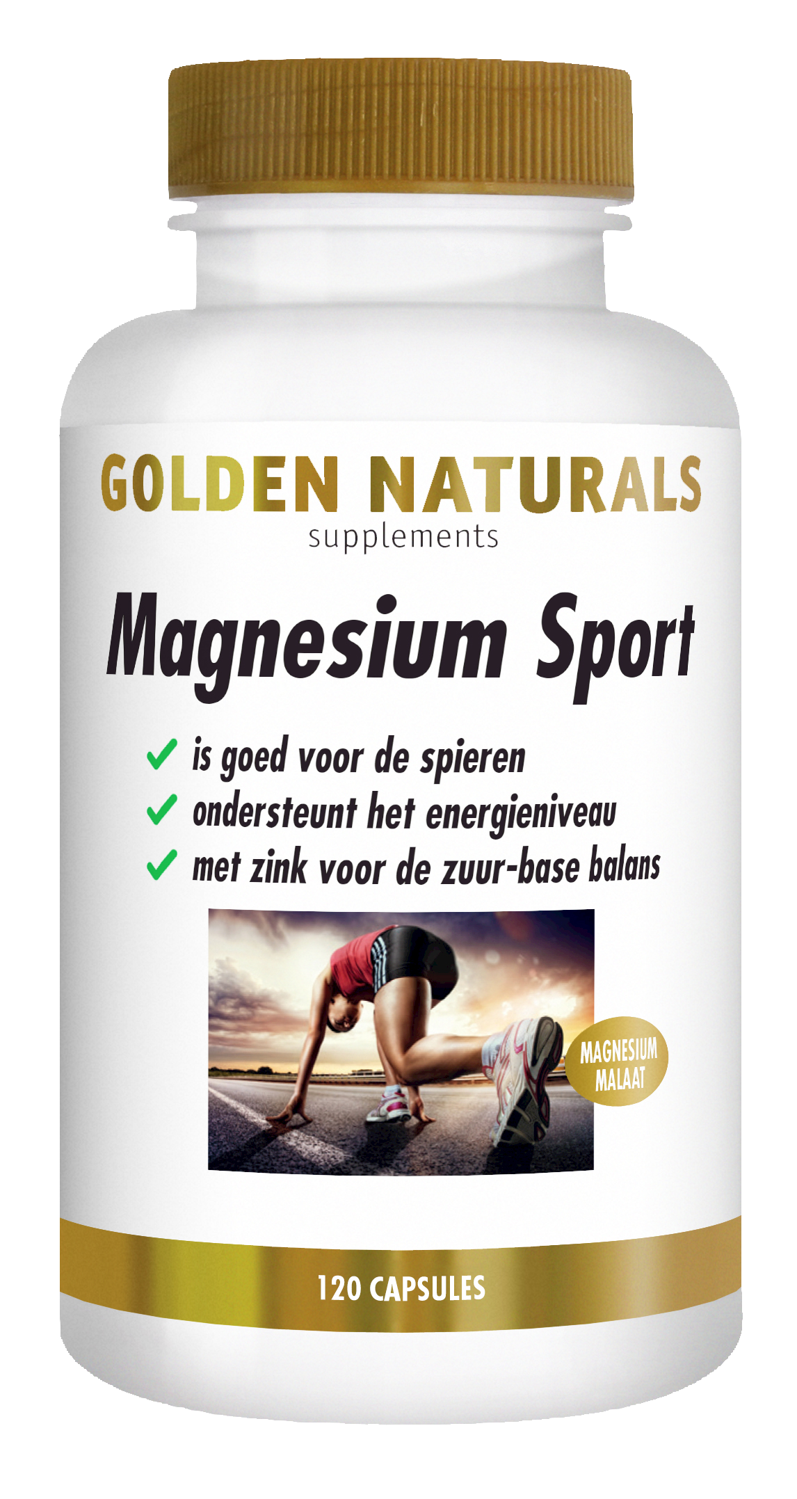 Golden Naturals Magnesium Sport supplementen flesje met 120 capsules