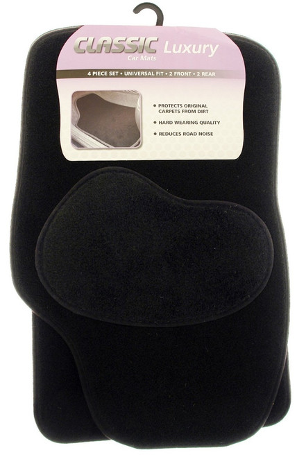4 Piece Black Carpet Car Mat Set