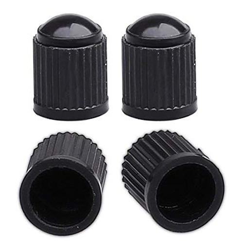 Black Plastic Valve Caps, Schrader - Pack of 4