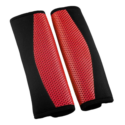 A Pair of Seat Belt Pads - Red & Black 