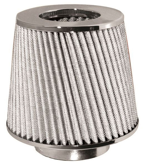 Universal Chrome / Silver  Induction Filter Kit, Fits Round Intake Pipes