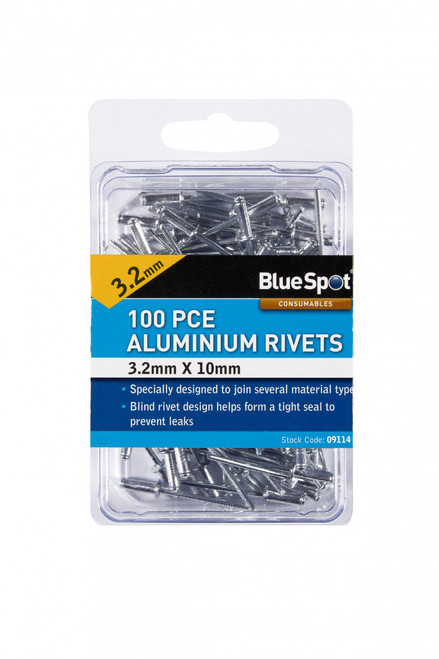 3.2 mm x 10 mm Aluminium Rivets - Pack of 100