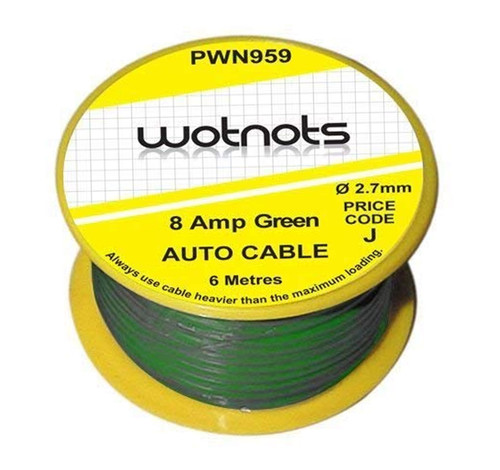 8 Amp Green Wire / Cable - 6 Meters