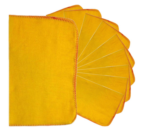 Pack of 10 Large Cotton Yellow Cleaning Dusters - 33 x 50 cm