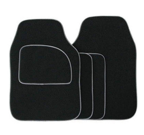 Anti Slip Carpet Car Floor Mat Set - Black/Silver