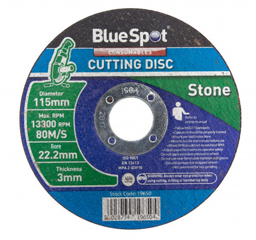 115mm / 4½" Stone Cutting Disc - 3 mm Thick