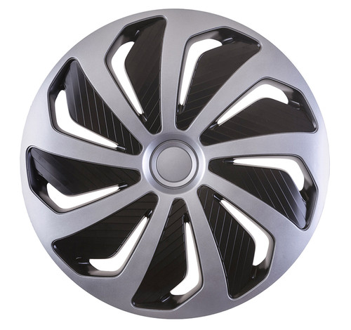 WIND Black & Silver Car Wheel Trims - 4 x 16 Inches