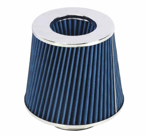 Universal Chrome / Blue Induction Filter Kit, Fits Round Intake Pipes