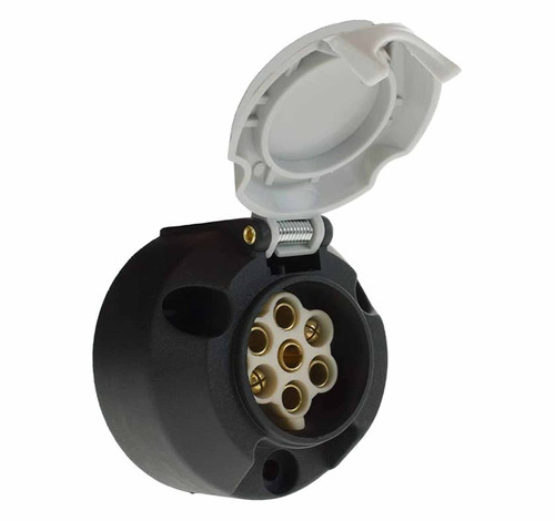 Grey Plastic Socket For Caravan & Trailer - 12S,  7 Pin