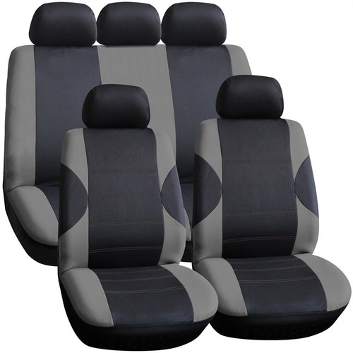 A Full Set of Seat Cover Including Head Rest Covers - Dark & Light Grey