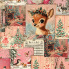 Santa's Symphony Collage Vintage Reindeer Christmas Scenes DV6952 Cotton Quilting Fabric
