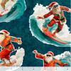 Gotta Have It Surfing Santas Teal 31191-QB Cotton Quilting Fabric