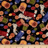 Sew Curious Buttons Thread Toss Black Cotton Quilting Fabric 1/2 YARD