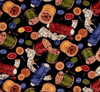 Sew Curious Buttons Thread Toss Black Cotton Quilting Fabric 1/2 YARD