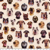 Follow Your Nose Dog Faces Cream 41003E-CREAM Cotton Quilting Fabric