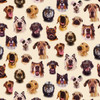 Follow Your Nose Dog Faces Cream 41003E-CREAM Cotton Quilting Fabric