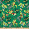 Teenage Mutant Ninja Turtles Power Pizza Toss Green Cotton Quilting Fabric 1/2 YARD