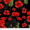 ANZAC Remembering II Poppies Black Background 3095F Cotton Quilting Fabric