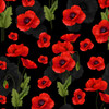 ANZAC Remembering II Poppies Black Background 3095F Cotton Quilting Fabric