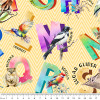 A is for Aussie Australian Alphabet Animals Chevron Cream 4067C Cotton Quilting Fabric