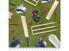 Cricket Season Cricket Gear Grass Background 4094C Cotton Quilting Fabric