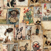 Uno Vintage Farm Horses Cows Sheep Pigs DV6880 Cotton Quilting Fabric