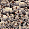 Merino Sheep with Border Collie Dog Cotton Quilting Fabric 1/2 YARD