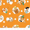 Flintstones Characters Toss Orange Background Cotton Quilting Fabric 1/2 YARD
