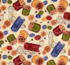 Sew Curious Buttons Thread Toss Ivory Cotton Quilting Fabric 1/2 YARD