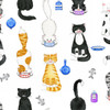 Cats Meow Cute Cats White Henry Glass Cotton Quilting Fabric 1/2 YARD